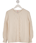 Damart Cream Super Soft Scalloped Edge Wool Blend Cardigan UK S/M - Reliked
