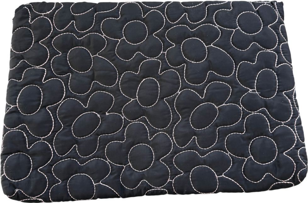 Damson Madder Laptop Case In Black With Floral Embroidery - Reliked