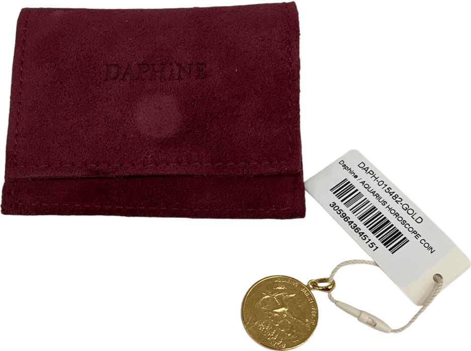 Daphine Metallic Zodiac Aquarius Horoscope Coin Charms 18ct Gold Plated - Reliked