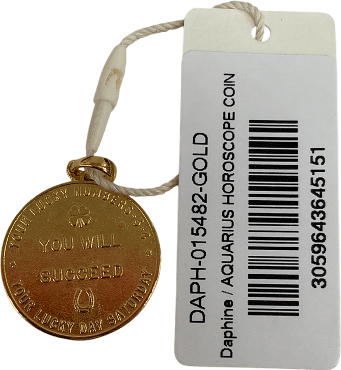 Daphine Metallic Zodiac Aquarius Horoscope Coin Charms 18ct Gold Plated - Reliked