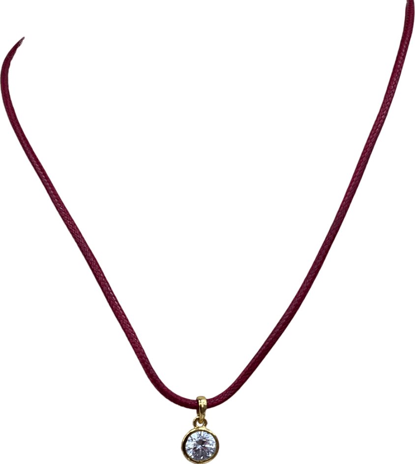Daphine Red Cleo Necklace 18ct Gold Plated, Cubic Zirconia - Reliked