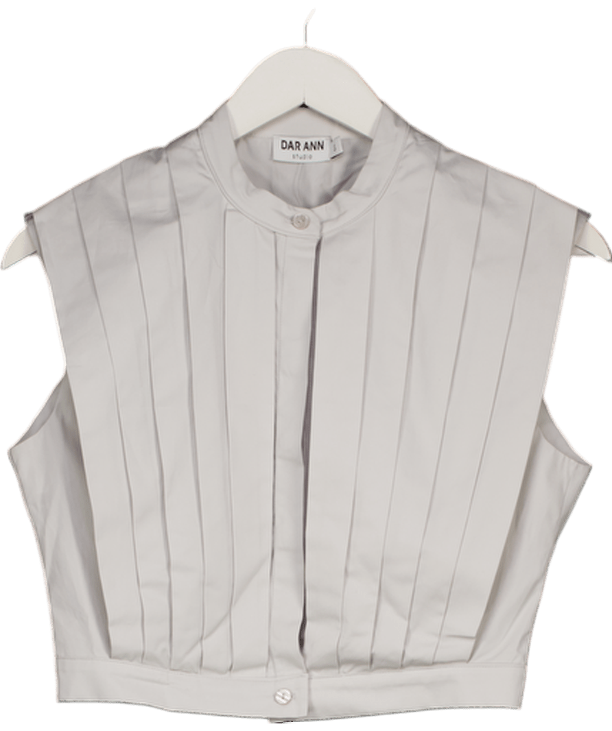 Dar Ann Studio Light Grey Pleated Sleveless Shirt UK S - Reliked