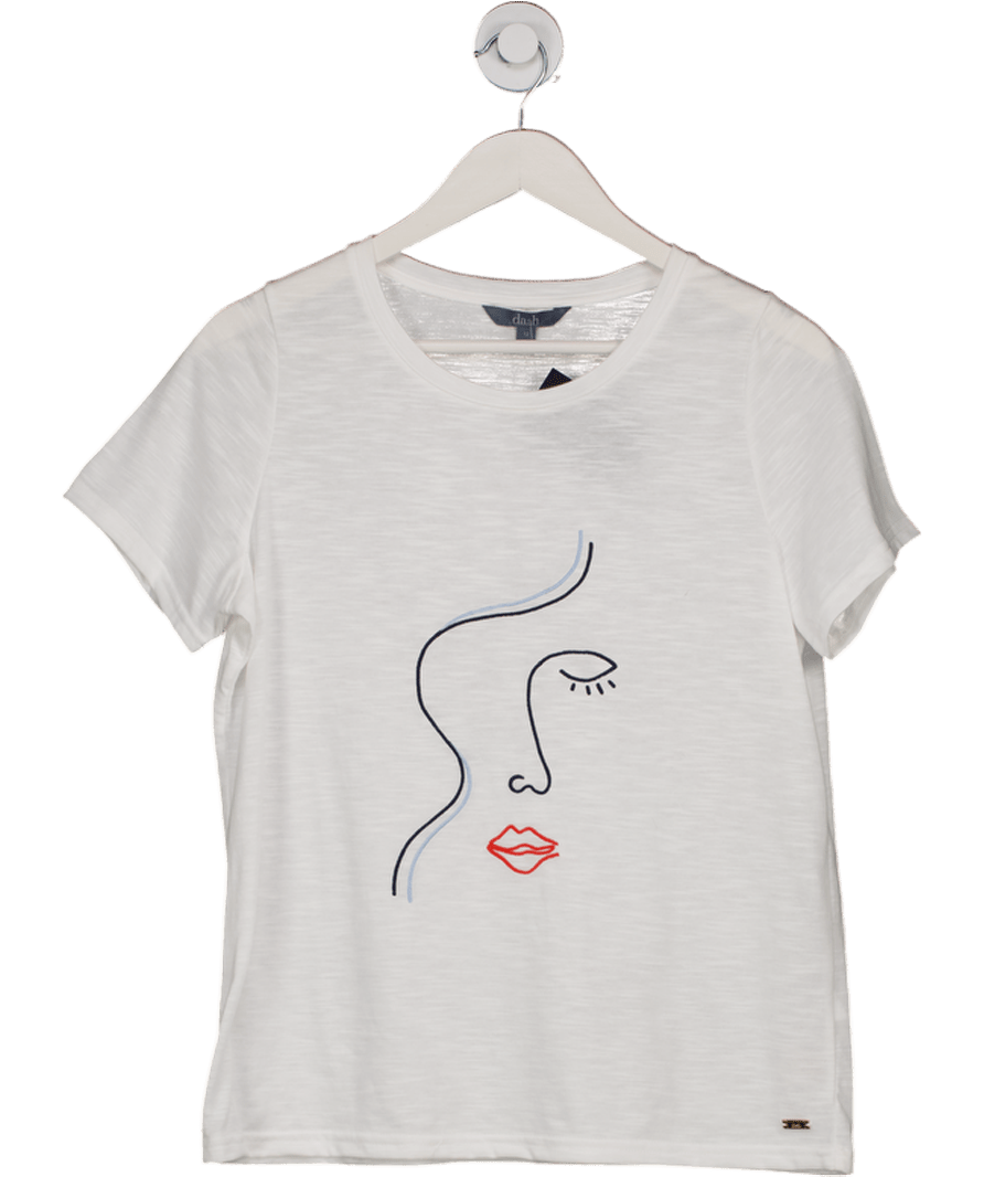 Dash White Abstract Face T-shirt UK 12 - Reliked