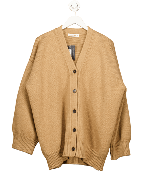 & DAUGHTER Beige Camel Oversized Lambswool Cardigan UK L - Reliked
