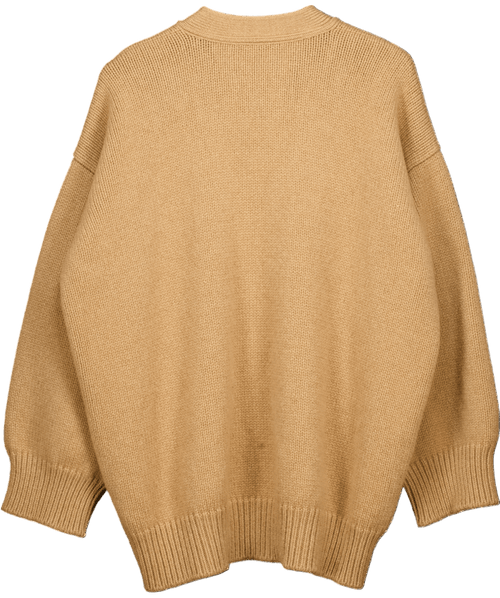& DAUGHTER Beige Camel Oversized Lambswool Cardigan UK L - Reliked
