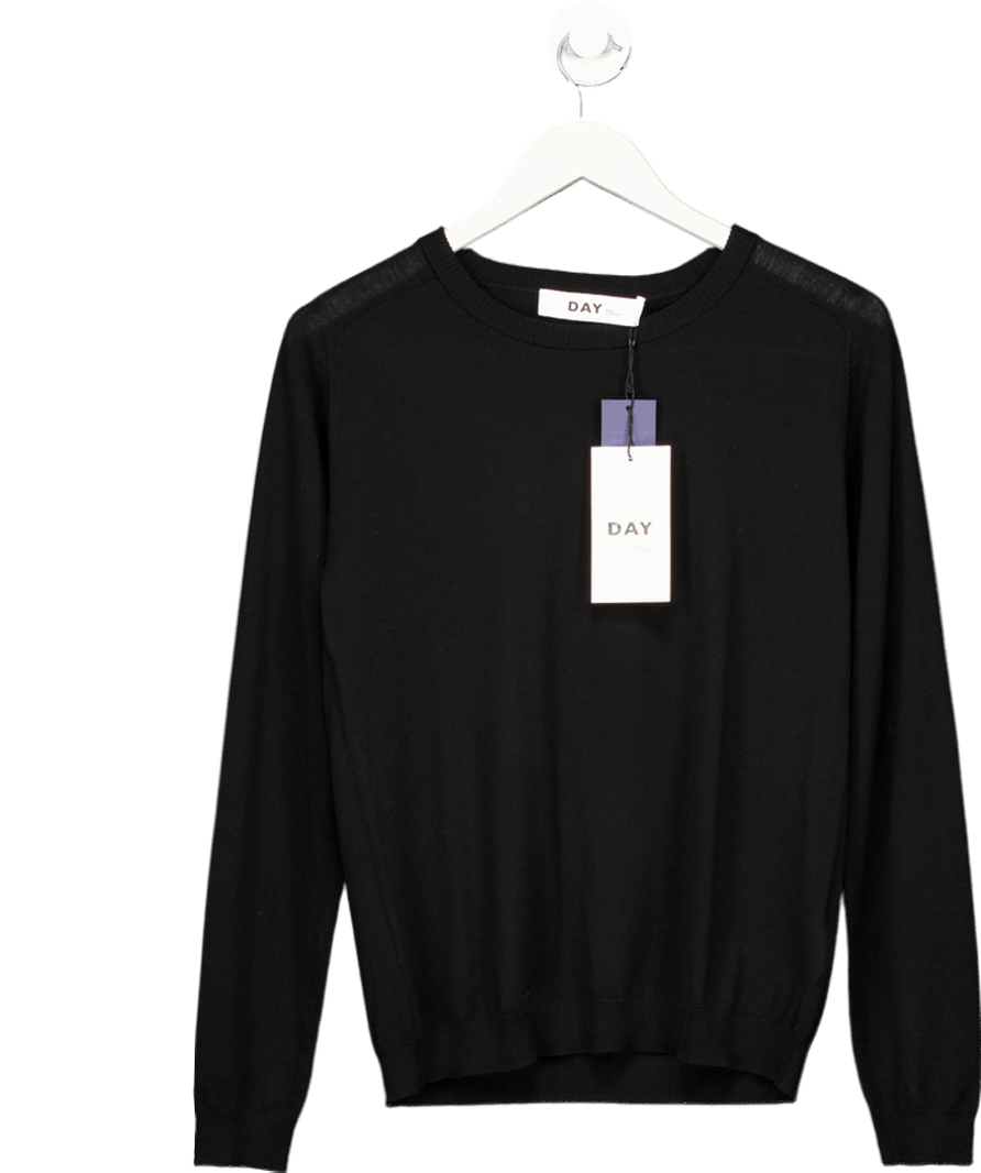 DAY Birger ét Mikkelsen Annabelle Daily Elements - Black 100% Merino Wool Jumper UK L - Reliked