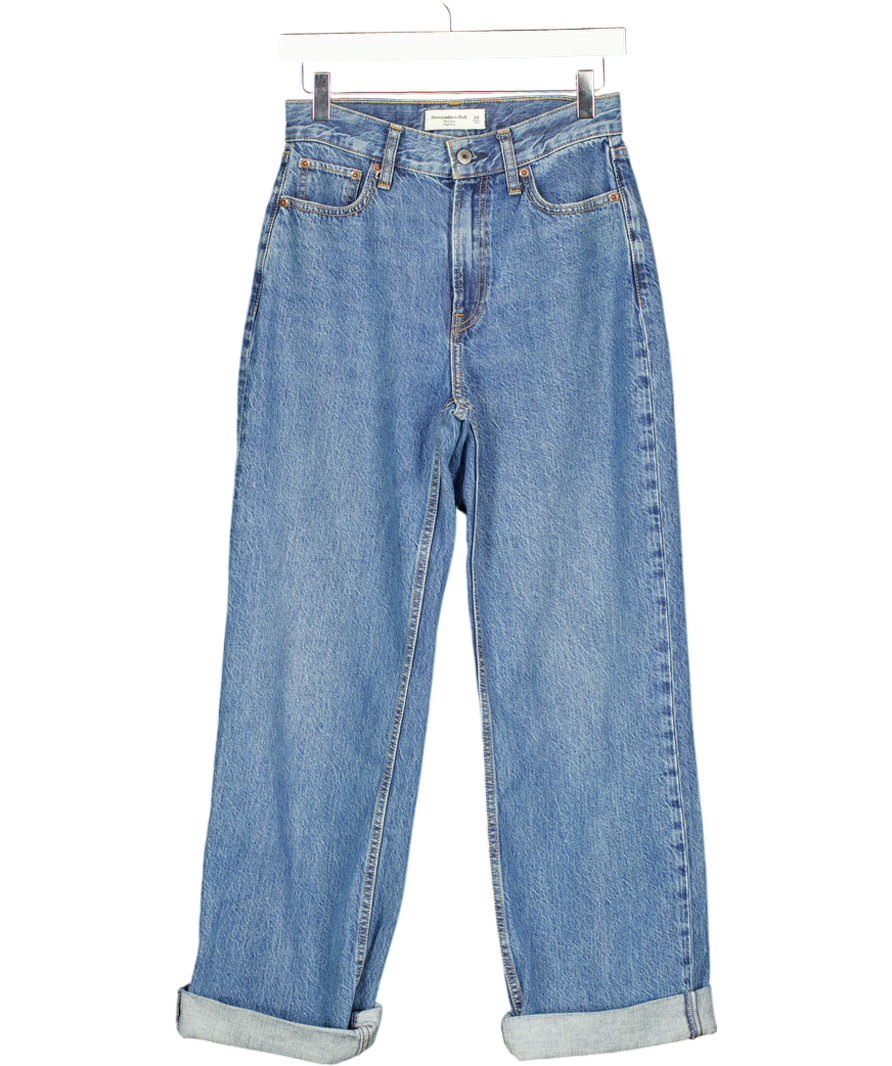ABERCROMBIE & FITCH Mid- Blue The Loose High Rise Jeans W24
