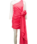 Karen Millen Pink Taffeta One Shoulder Tailored Rosette Drape Mini Dress UK 8
