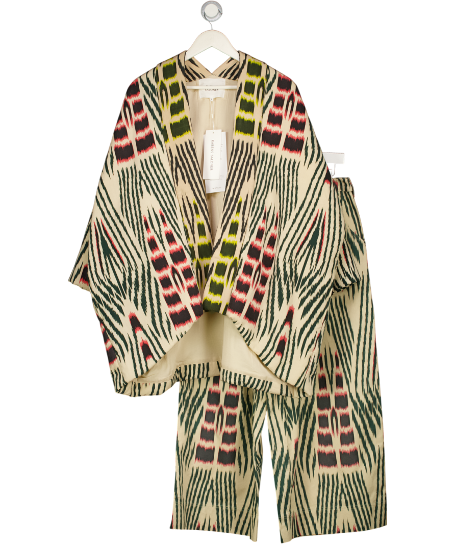 Rabens Saloner Multicoloured Ikat Combo Padded Kimono I Forest Pink Sand & Citrus Combo UK S