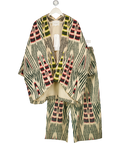 Rabens Saloner Multicoloured Ikat Combo Padded Kimono I Forest Pink Sand & Citrus Combo UK S