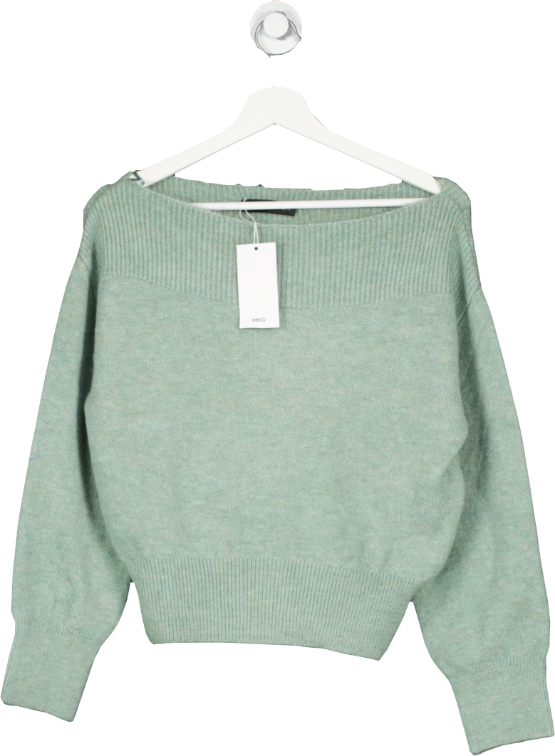 MANGO Sage Green Boat-neck Knitted Sweater BNWT UK S