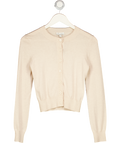 L'ACADEMIE Beige Cotton / Wool Blend Fine Knit Cardigan UK XS
