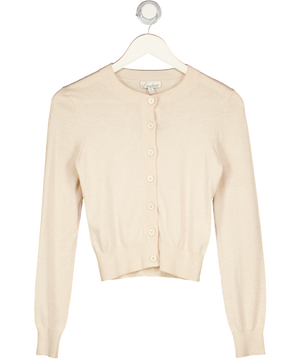 L'ACADEMIE Beige Cotton / Wool Blend Fine Knit Cardigan UK XS