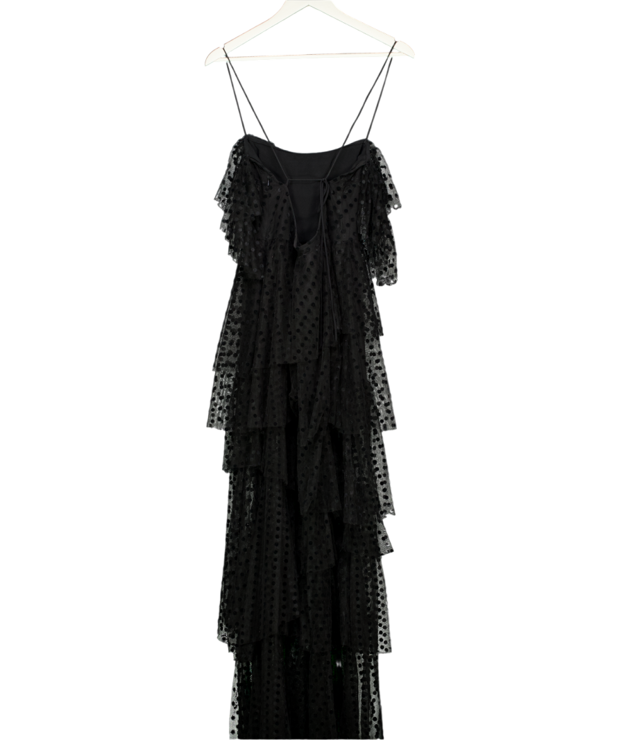 Alexandra Miro Black Carmen Tiered Tulle Maxi Dress UK 10