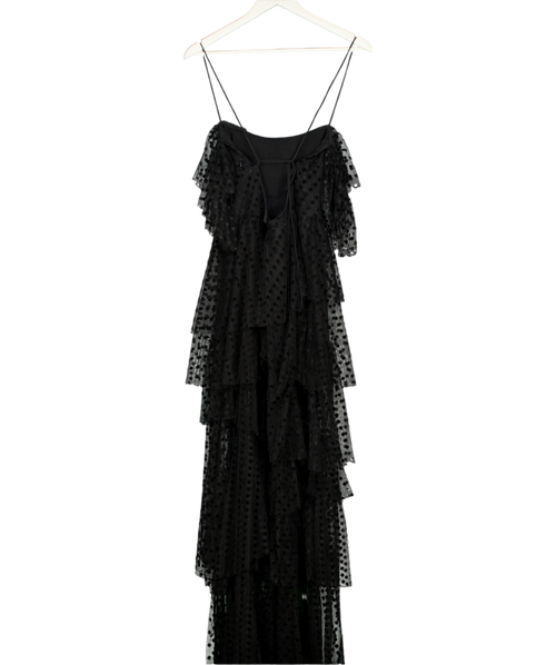 Alexandra Miro Black Carmen Tiered Tulle Maxi Dress UK 10