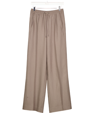 REISS Sunnie Drawstring Wide Leg Trousers In Mink Brown - Long Length UK 6
