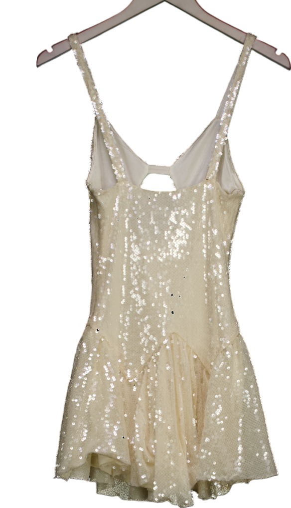 AL REVES Cream Gilda Sequin Short Dress UK S