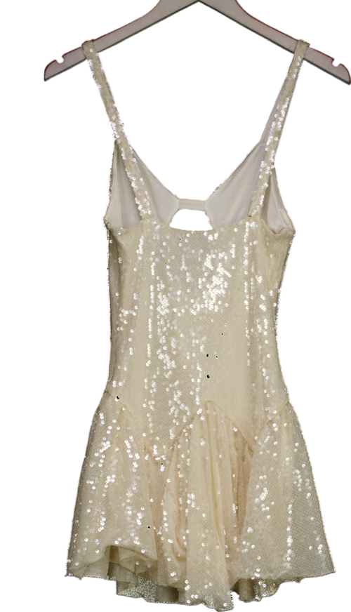 AL REVES Cream Gilda Sequin Short Dress UK S