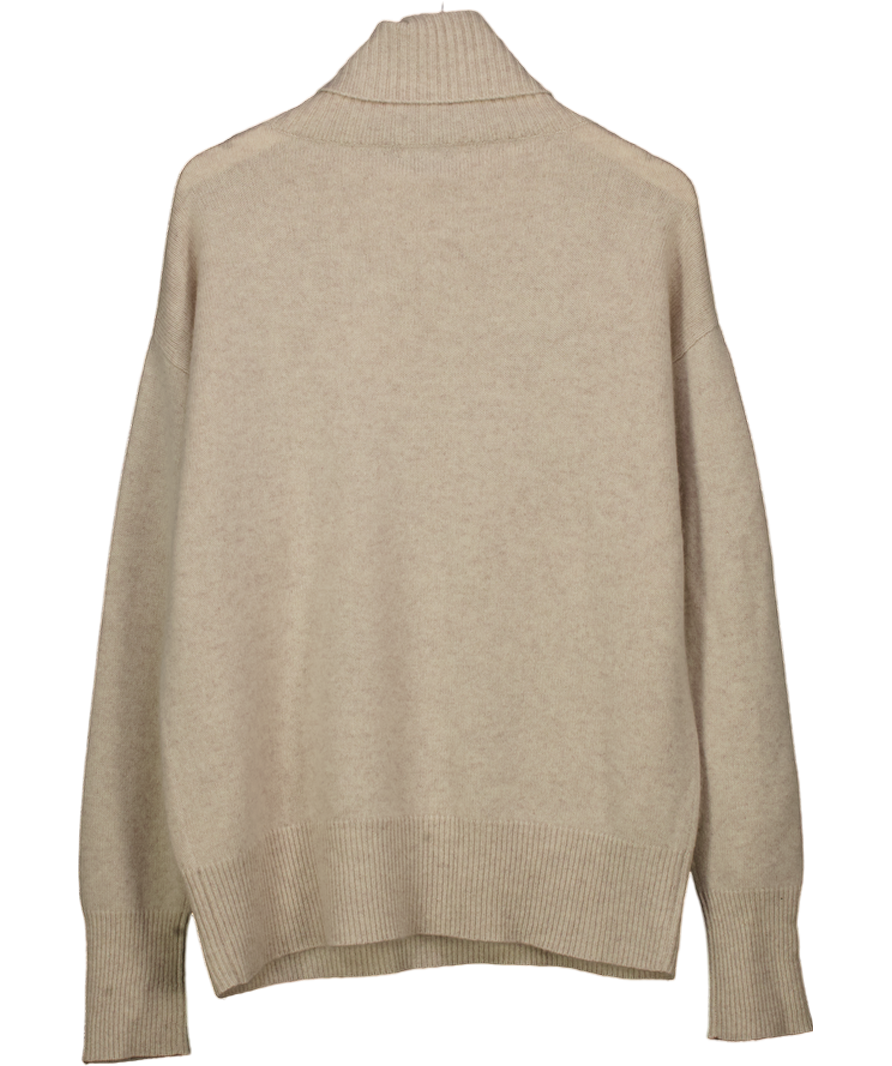 Lucy Nagle Beige X The Fashion Bug Grey Oversize Virgin Wool & Cashmere Blend Roll Neck Jumper UK XS/S