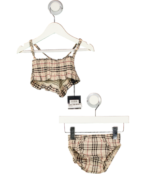 BURBERRY Beige Nova Check Ruched Bikini Swim Set 2 Years