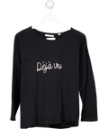 Chinti And Parker Black Round Neck Slogan Top UK M