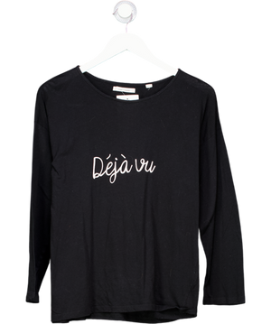 Chinti And Parker Black Round Neck "Deja Vu" Slogan Top UK M