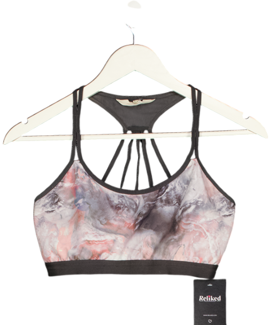 NINE By Savannah Miller Grey Marbled Multi Strap Sports Bra UK M