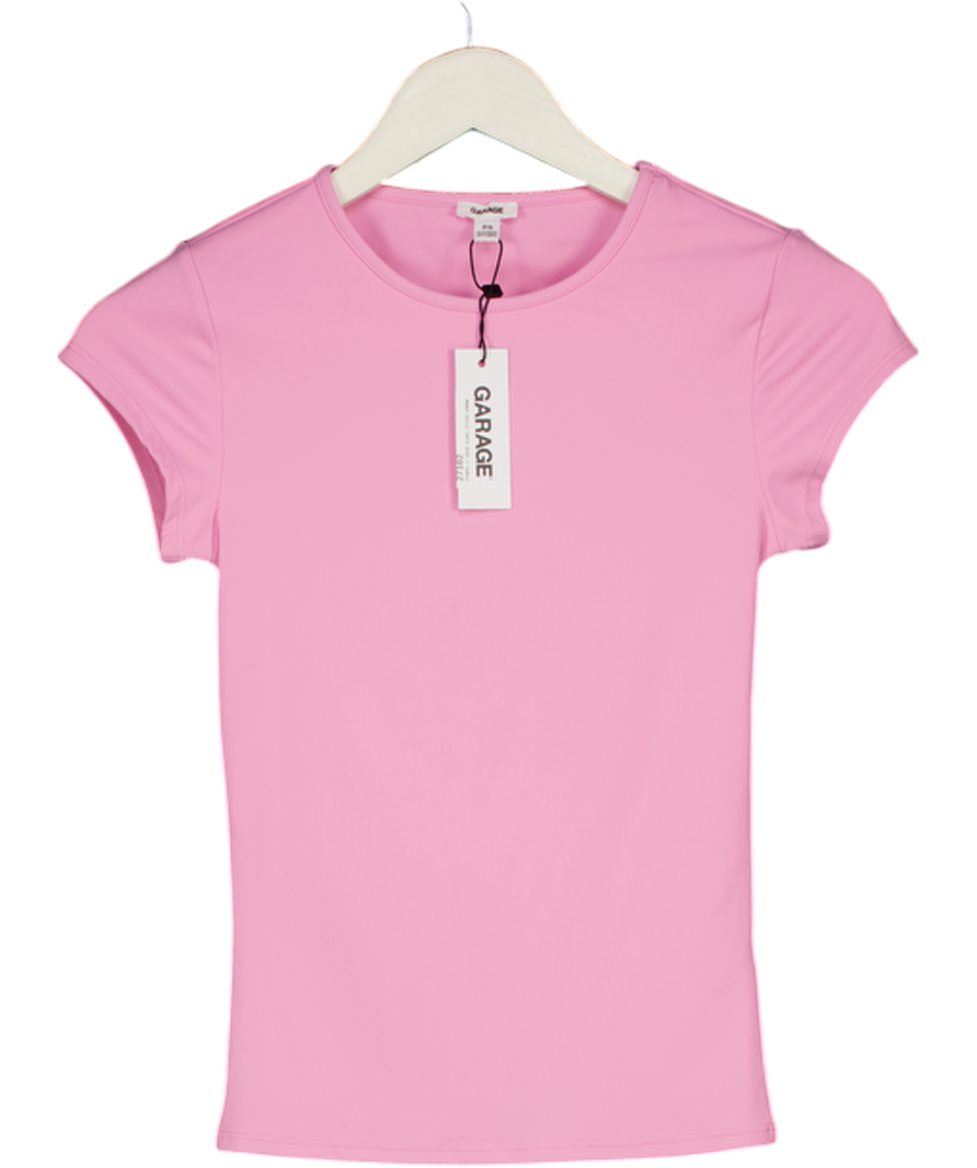 GARAGE Pink Sleek Crewneck T-shirt UK S