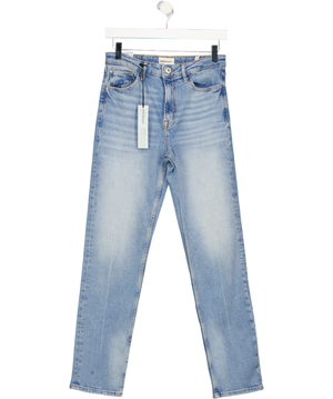 RIVER ISLAND X Olivia Attwood Blue High Waisted Stretch Straight Leg Jeans UK 6