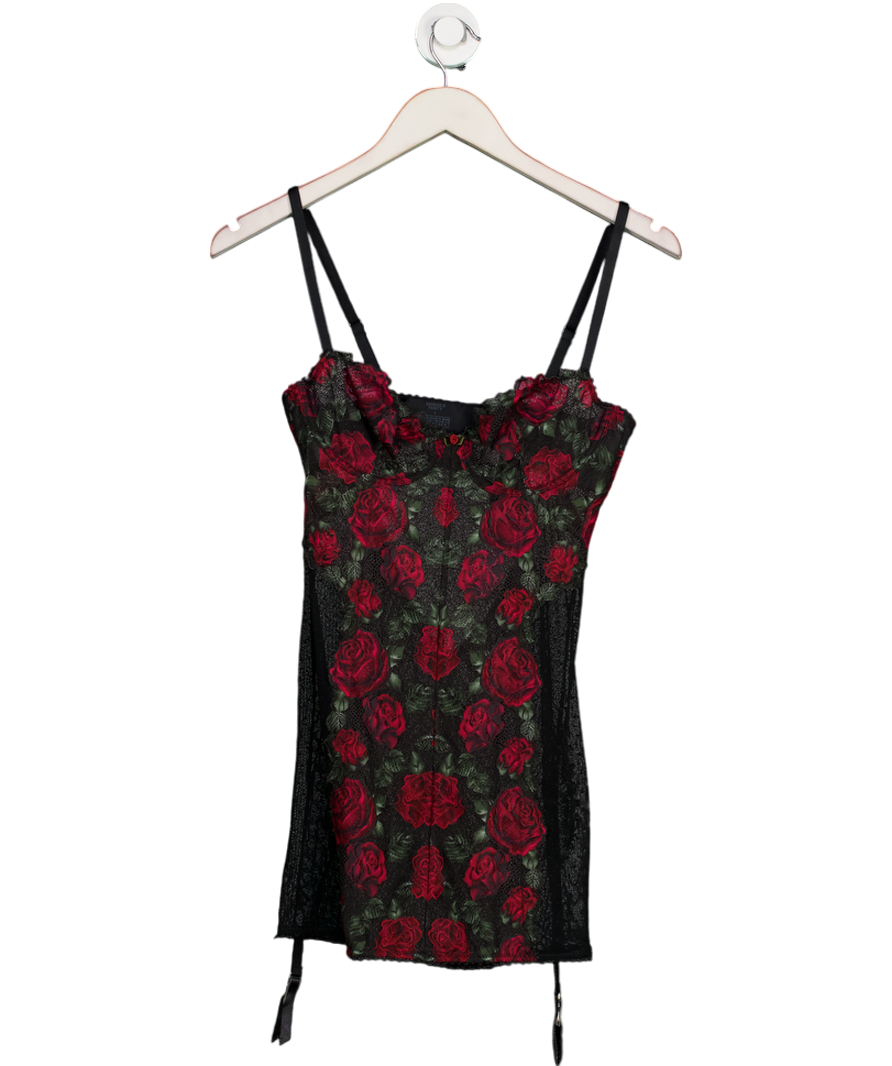 SAVAGE X FENTY Black Les Roses Lace Underwire Slip UK S
