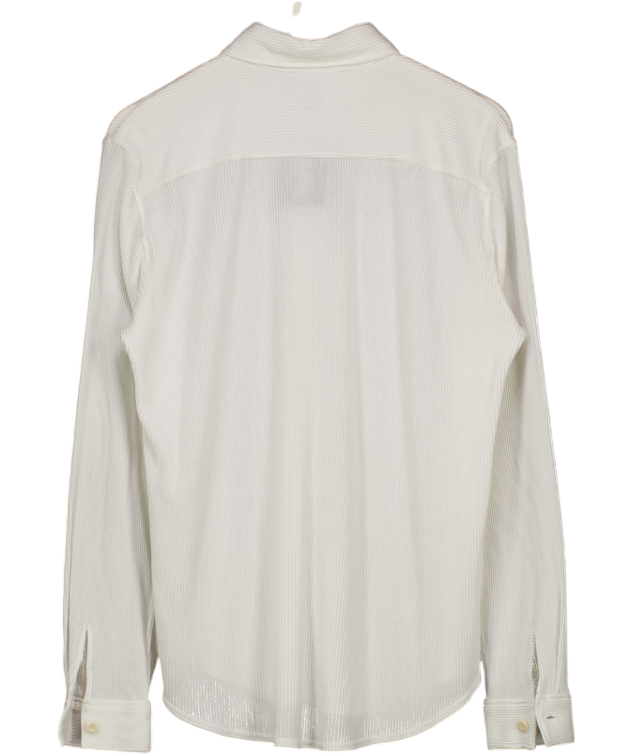 Sandro White Long Sleeved Rib Jersey Shirt UK S