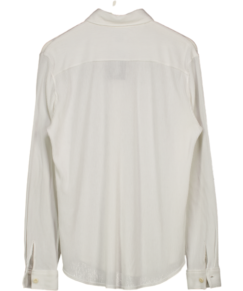 Sandro White Long Sleeved Rib Jersey Shirt UK S