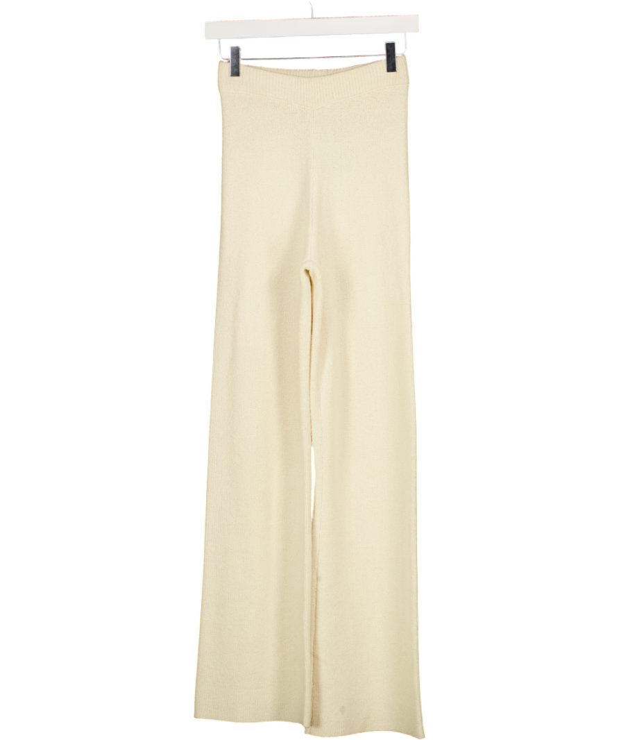 PRETTY LAVISH Cream Knit Trousers UK XS