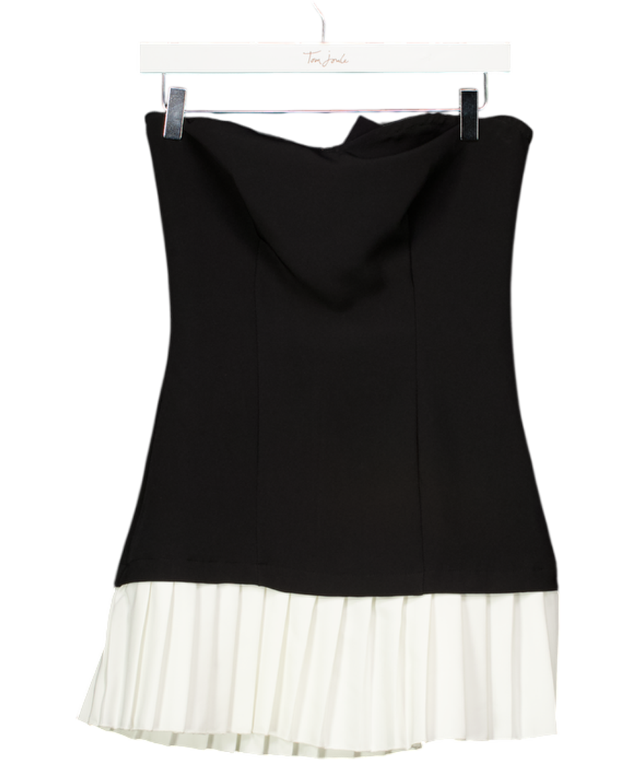 SHEIN Black Contrasting Pleated Bandeau Mini Dress UK S