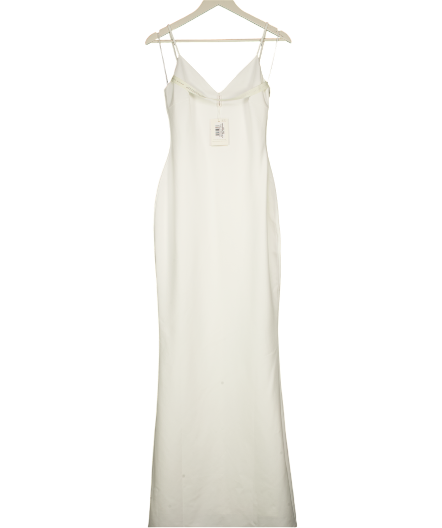 PRETTY LAVISH Ivory White V-neck Maxi Dress UK 6