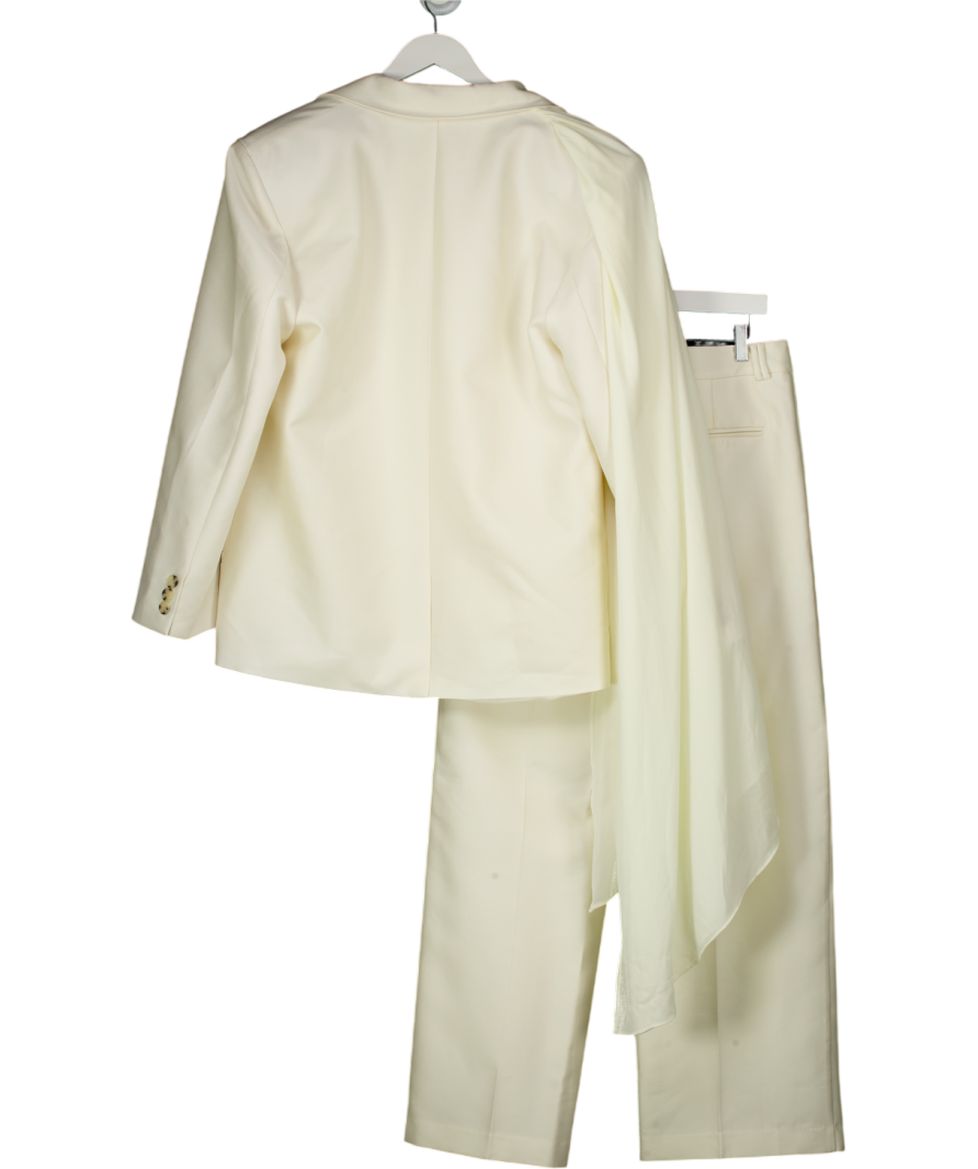 ARAKII Cream 2-piece Oversized Silk Blazer & Low Rise Silk Trousers UK M