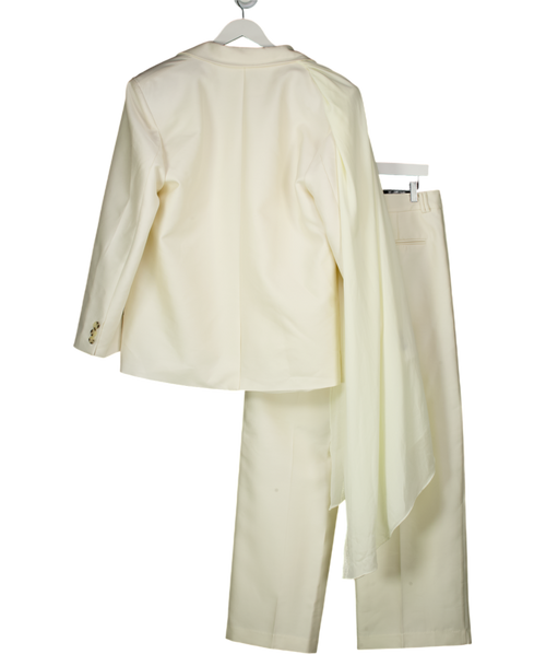 ARAKII Cream 2-piece Oversized Silk Blazer & Low Rise Silk Trousers UK M