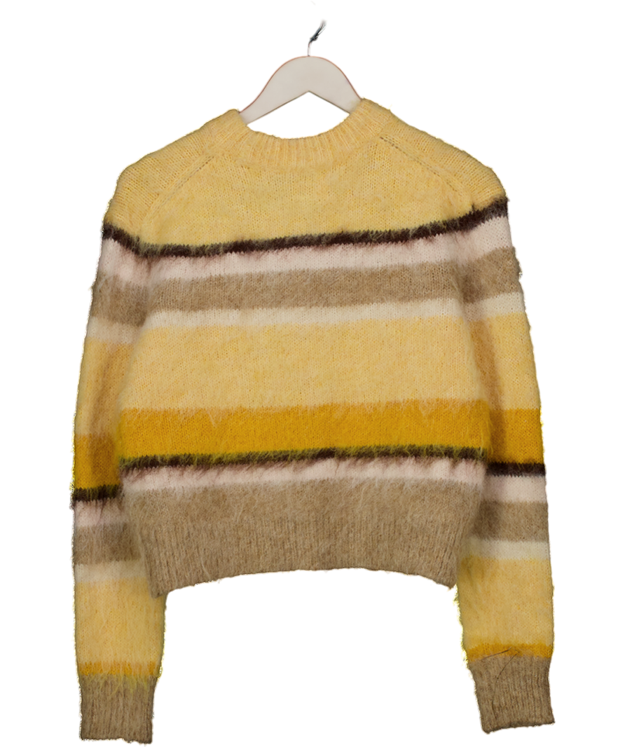 ASOS Yellow / Beige Fuzzy Knit Jumper UK XS