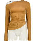 SKIMS Almond Brown Cupro Jersey Asymmetrical Top UK XS