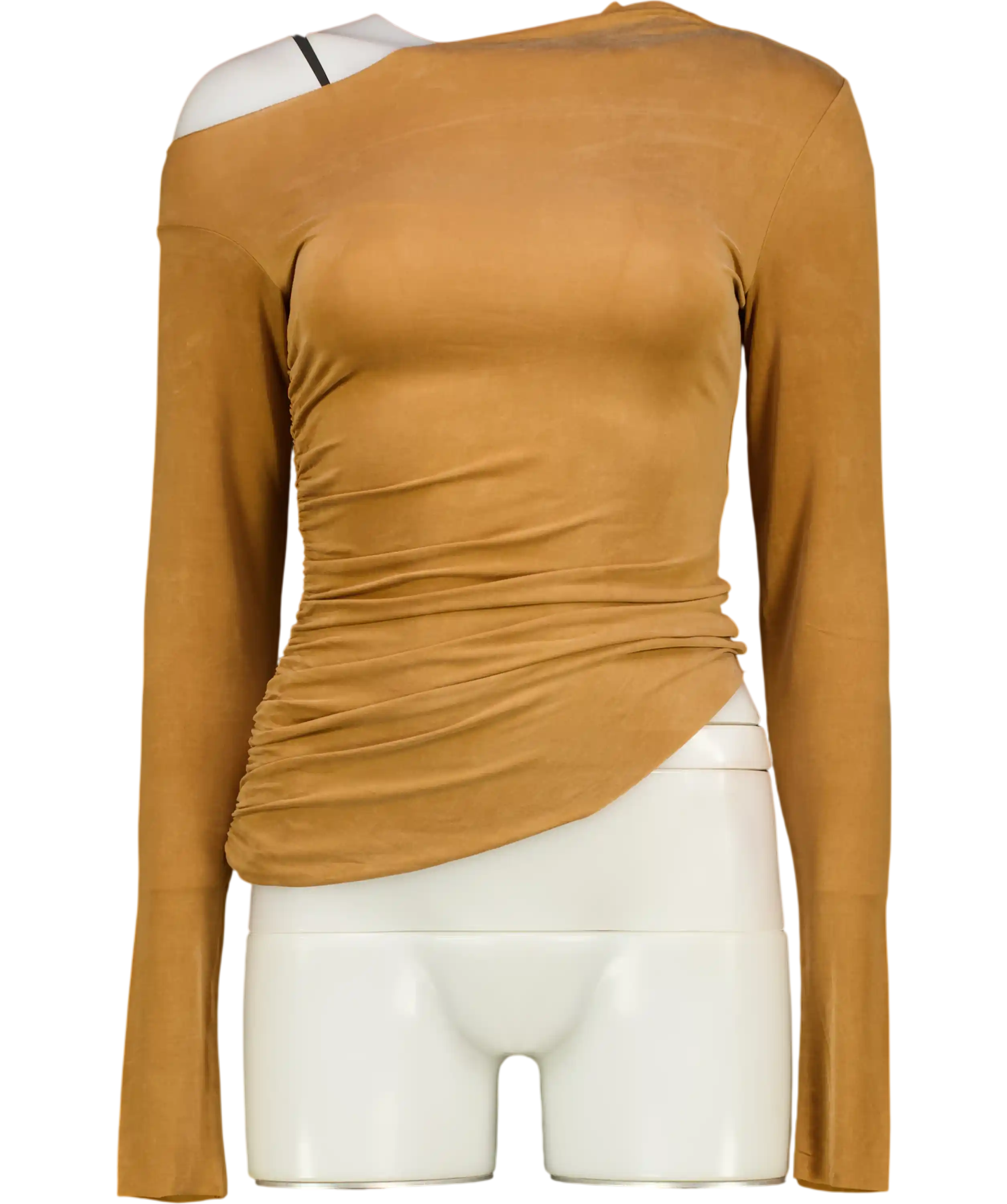 SKIMS Almond Brown Cupro Jersey Asymmetrical Top UK XS
