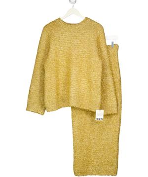ASOS 2-piece Tinsel Oversized Jumper And Midi Skirt Set In Metallic Gold UK XS