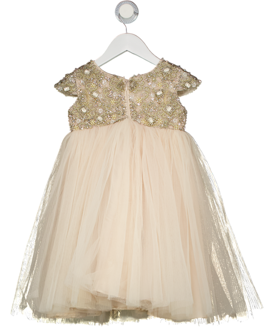 MAISON AVA Blush Pink Crystal And Bead Embellished Tulle Occasion Dress 5 Years