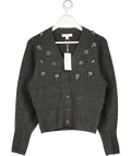 M&S Charcoal Grey Embellished V-neck Cardigan With Wool UK S