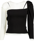 MANGO Black One Shoulder Puff Sleeve Top UK S