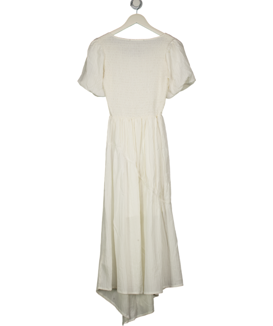 THREADBARE White Elasticated Waist Cotton Poplin Midi Dress UK 8