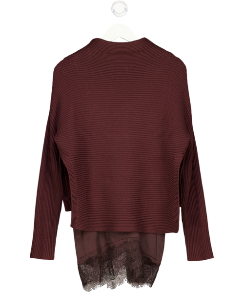 ALLSAINTS Dark Brown Eloise 2-in-1 Jumper & Sleeveless Lace Trim Mini Dress UK XS