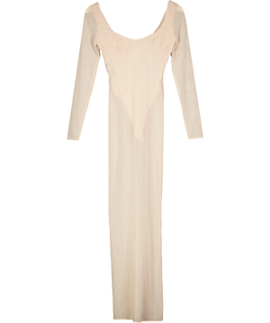 House of CB Pink Sheer Mesh Bodysuit Maxi Dress - Regular Cup UK S