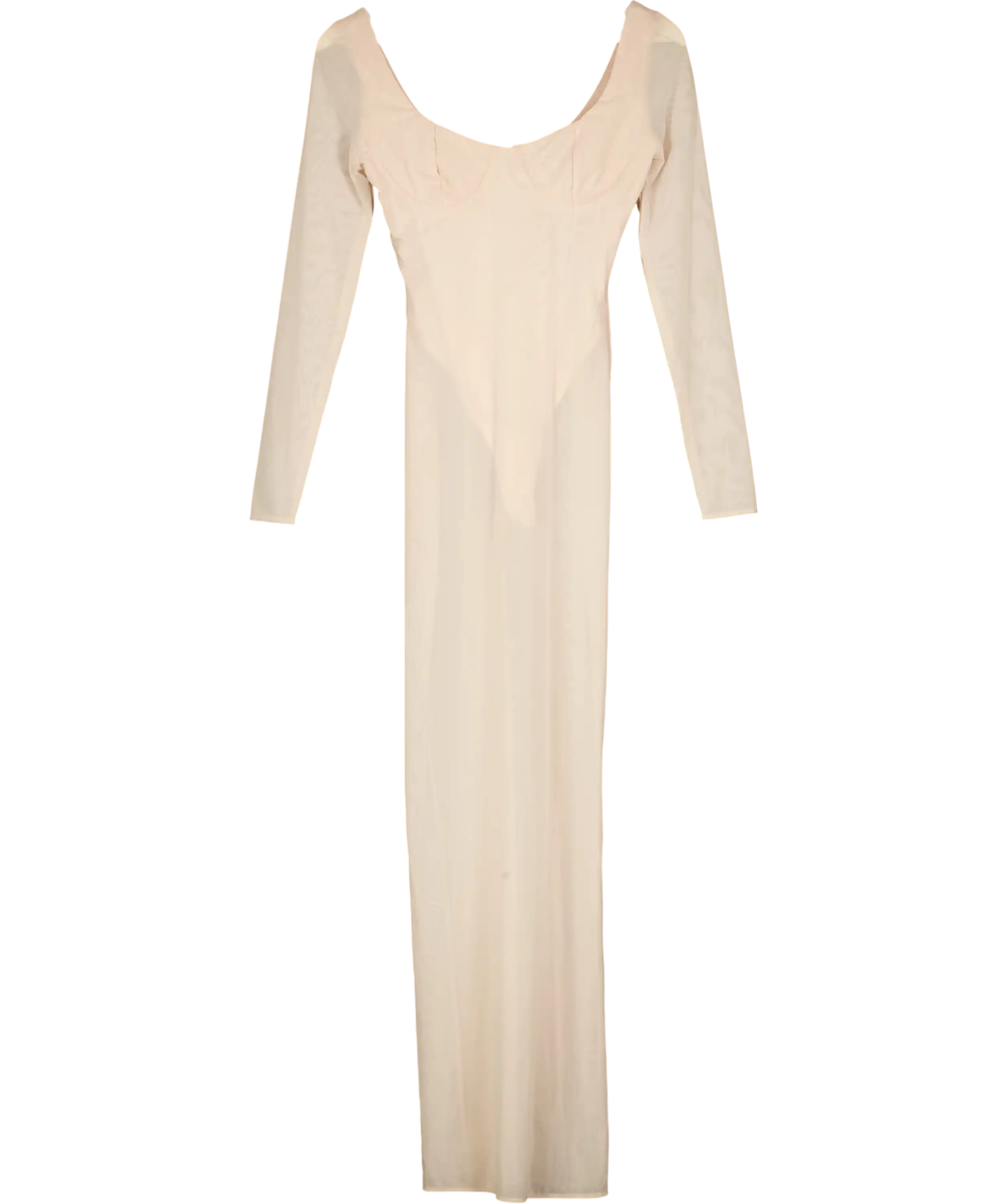 House of CB Pink Sheer Mesh Bodysuit Maxi Dress - Regular Cup UK S