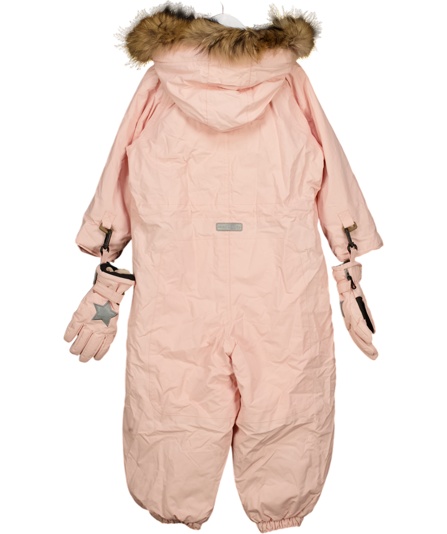 MINI A TURE Dusky Pink Matwisto Fleece Lined Coverall - Overall Snowsuit With Detachable Mittens 4 Years