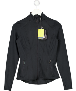 CREW Black Activewear Zip Through Top UK XS